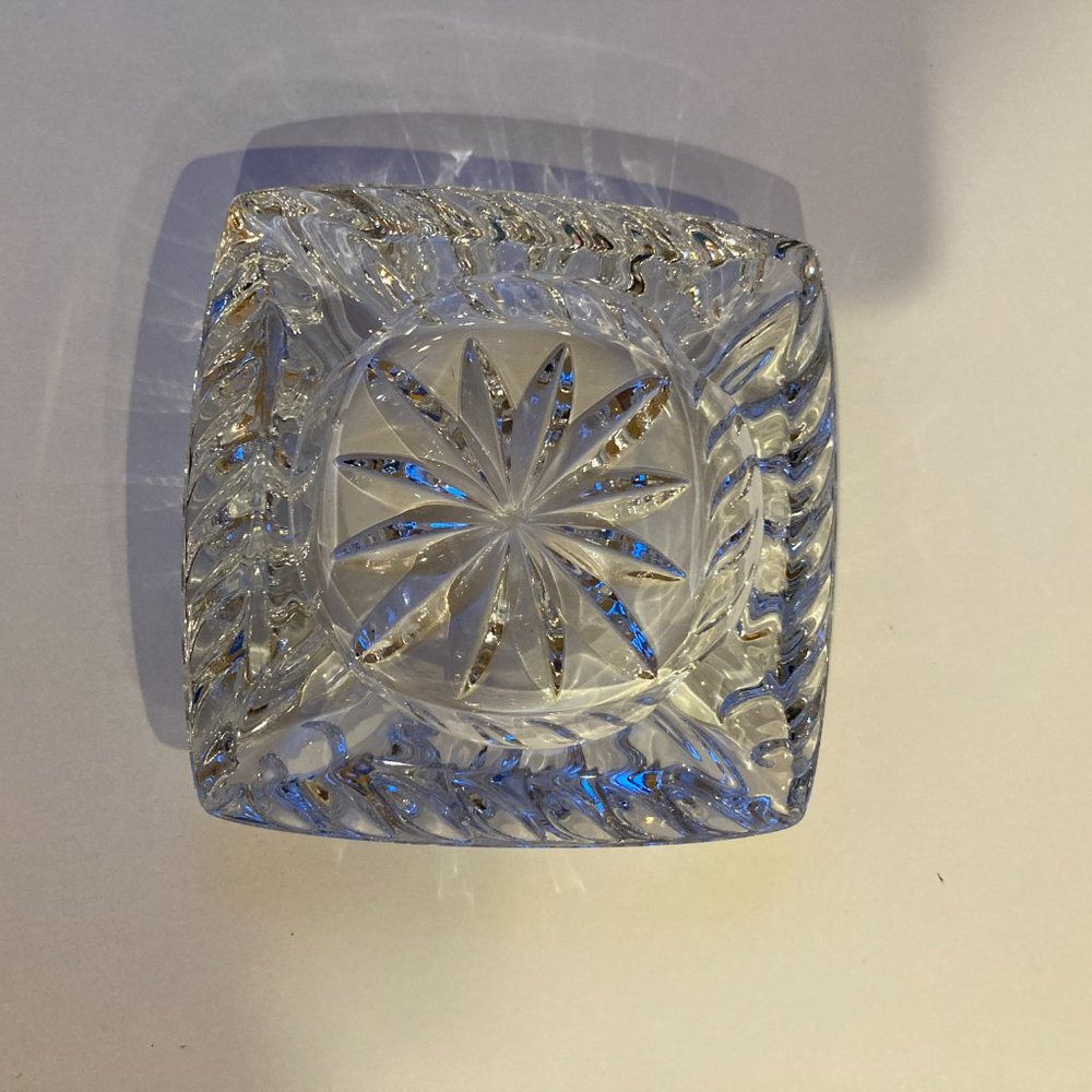 Vintage Crystal Square 4.75" ashtray.  4 Cigarette slots.